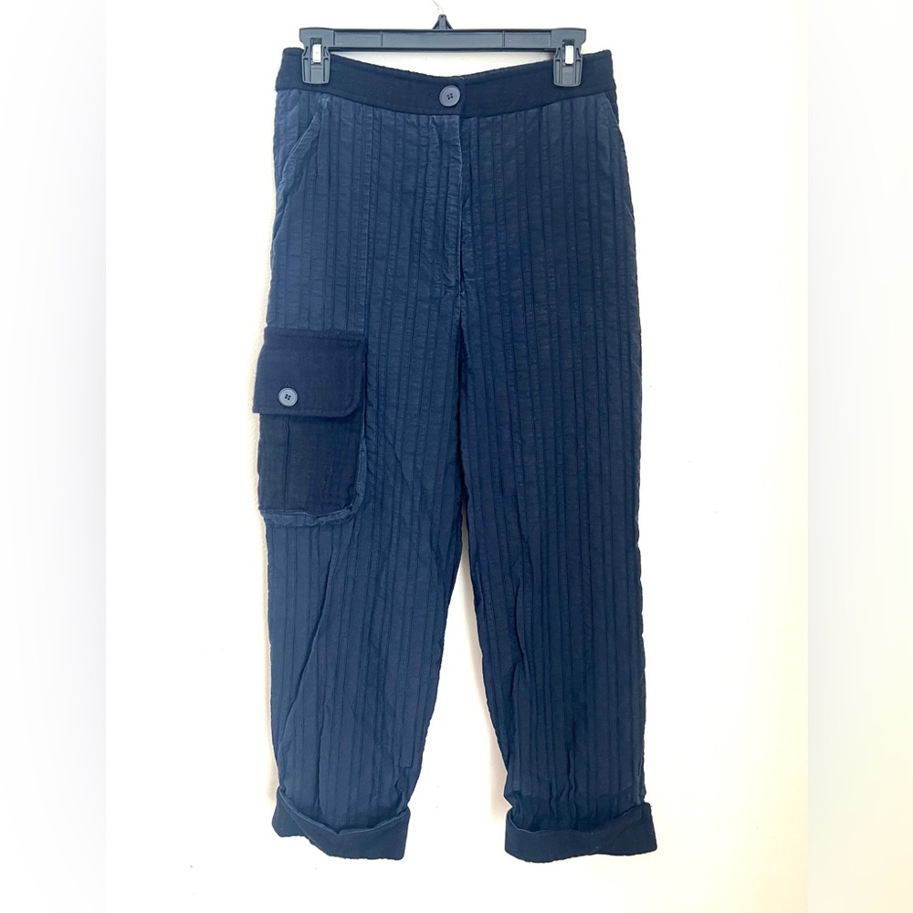 NRK By Anarkh Pants Women’s 4 Dark Blue Striped Fleece Details Drop Crotch USA